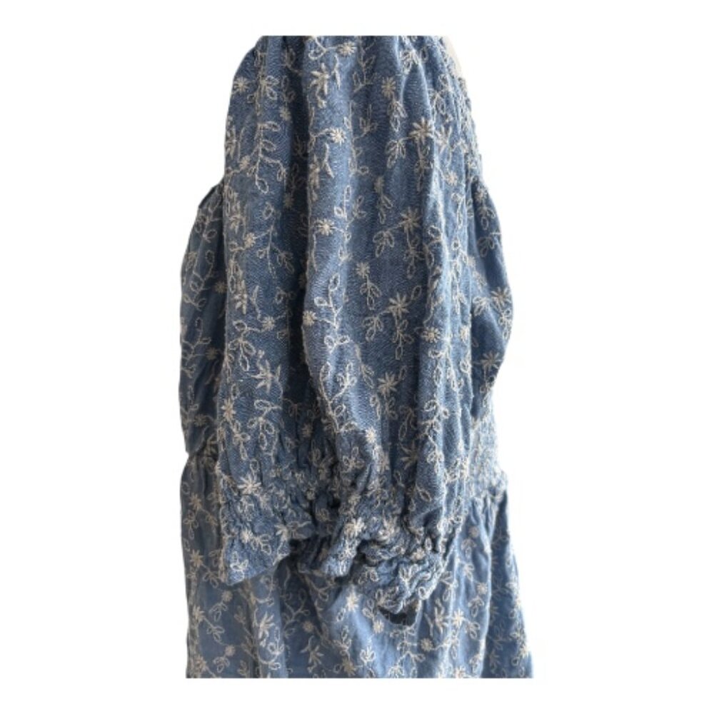 Old Navy Blue Floral Embroidered Peasant Blouse - Size 3X (2507-1) - Picture 2 of 6